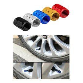 Tapon Pivote Valvula Cubre Llanta Aluminio Auto Moto 4-pieza                                                                                          