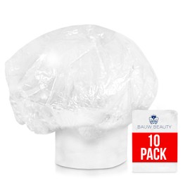 10 Pack Extra Large Shower Caps_Leak-Proof Hair Caps for Deep Conditioning Hair, Processing Caps for Hair & Hair Treatment_Plastic Caps For Big Hair, Long Locks & Dreadlocks with Absorbent Headband
