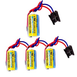 (4 Pack) ER17330V/A6BAT PLC Battery 3.6V Battery MR-BAT ER17330V for FANUC CNC System Power with Black Plug