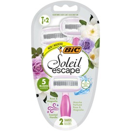 BIC Soleil Escape Women’s Razors Bundle - 4 Packs of 2 Razors (8 Total) - Rose & Magnolia Scent, 5 Moveable Blades, Almond Oil Moisture Strips, Sensitive Skin Shaver