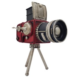 PARSAHO Vintage Tripod Camera Model Metal Sculpture Decor Cinema Photography Accessory Pen Holder Decorative Figurine Home Desktop Decoration Nostalgic Gift