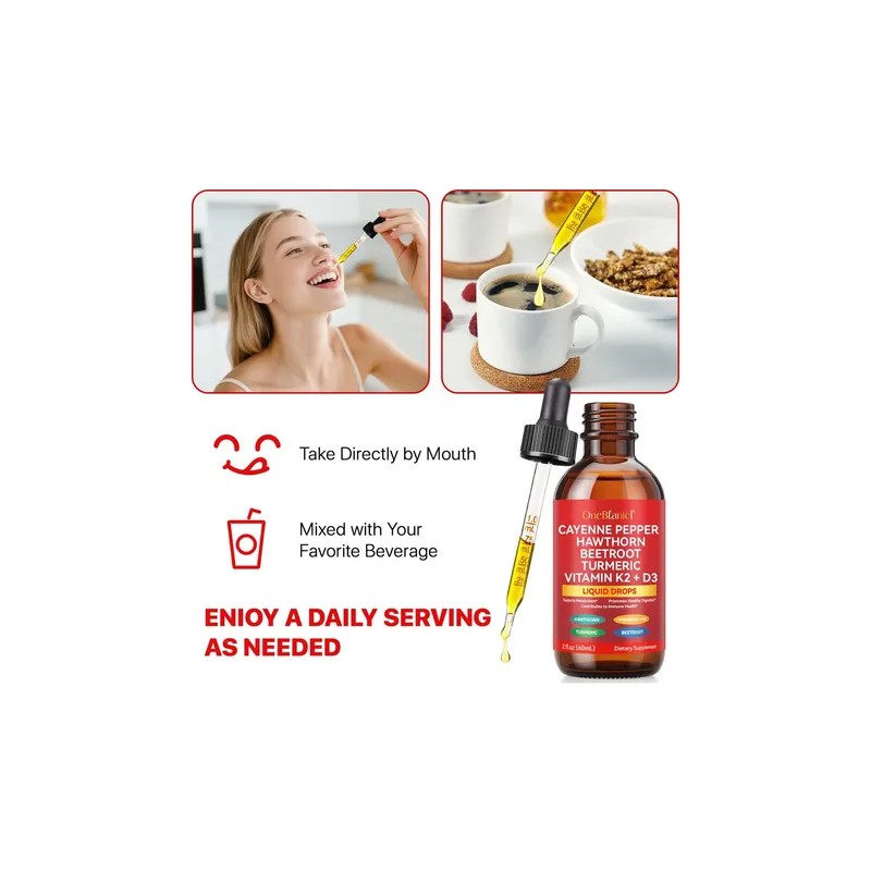 Suplemento Líquido Herbales Cayena Espino Remolacha K2 D3 60mL Vortexonix