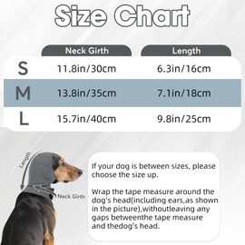 IECOii Pet Snood Ear Protection, Hoodies for Dogs, Dog Earmuffs for Dogs, Hearing Protection, Dog Hoodie, Dog Earmuffs, Noise Protection, Pet Snood for Dogs and Cats, Grey, L