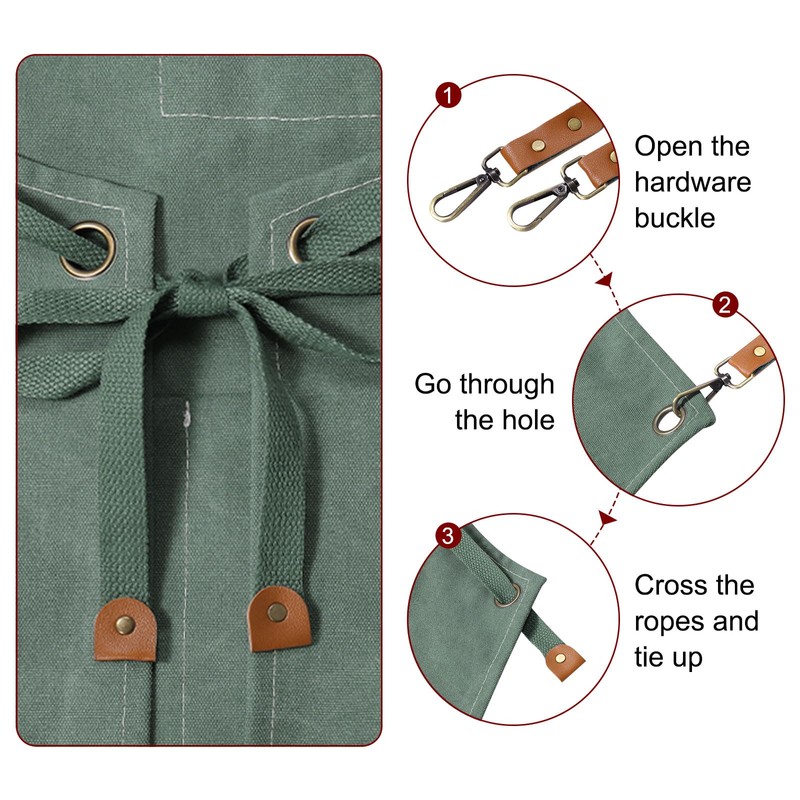 sourcing map Canvas Chef Aprons 75x68cm Adjustable Strap Waterproof Cross