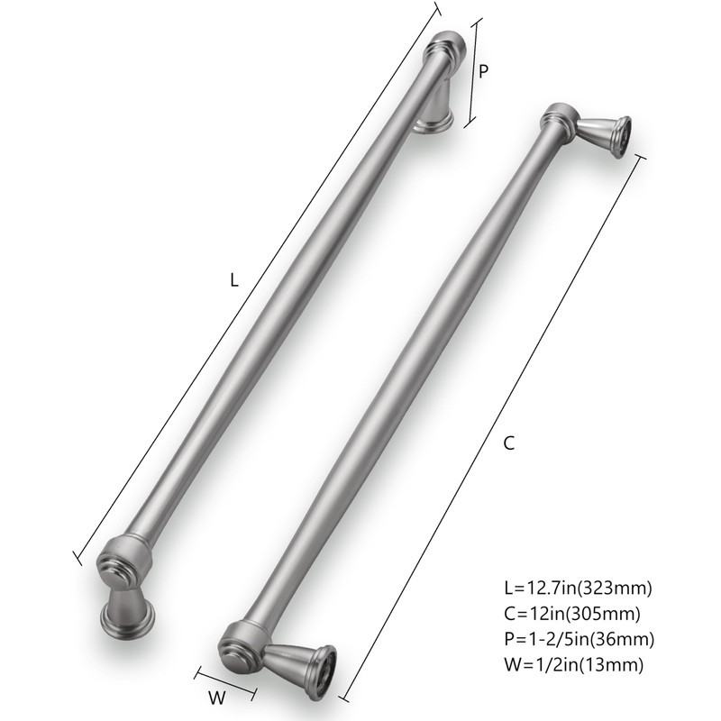 khtumeware 6 Pack 12 Inch(305mm) Brushed Satin Nickel Cabinet Pulls