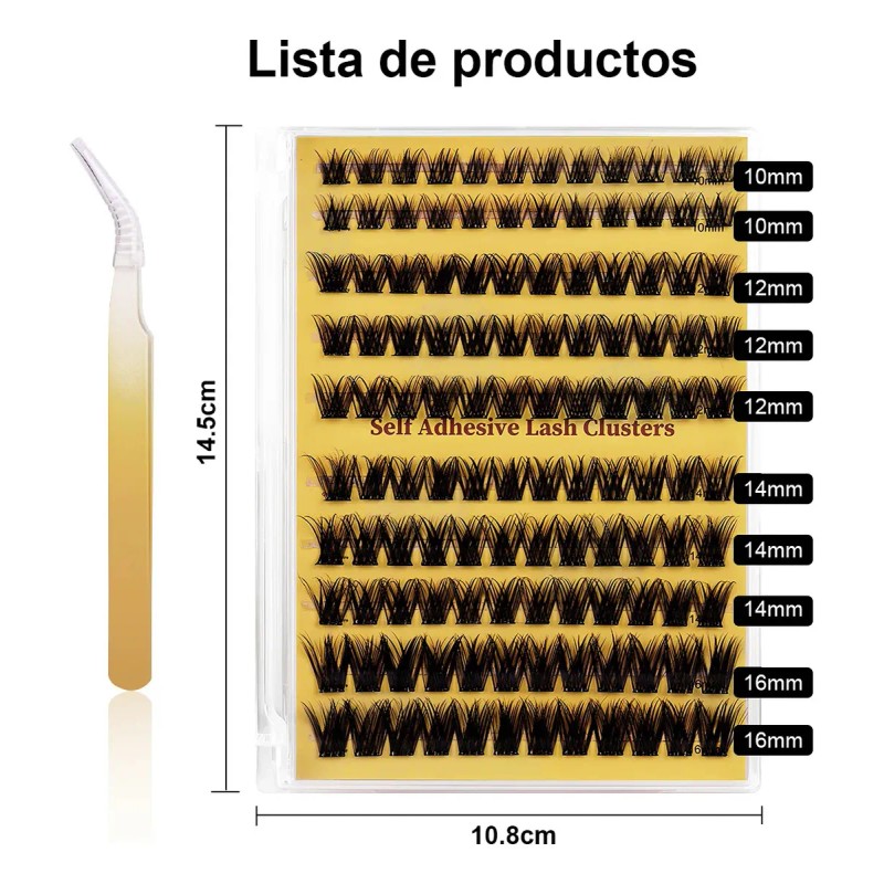 Kit De Pestañas Autoadhesivas Impermeable Y Reutilizable Diy Negro C