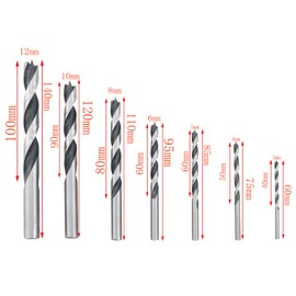 CHENJIN 7PCS Woodworking Tri Tip Drill Bit Set 7 Sizes Twist Drill Electric Drill Woodworking Engraving Drill for Drilling Soft Metal Plates Wood Fiberboard Particle Board Plywood