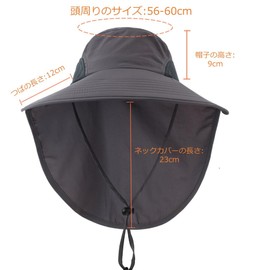 Connectile Men's Women's Quick Drying UV Protection Hat, Outdoor Sun Hat, Safari Hat, Summer, Farming Work Hat, Fishing Hat, gray (dark gray)