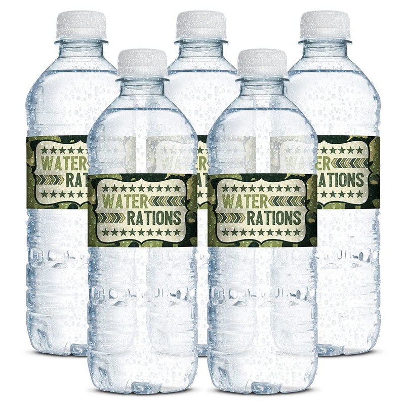 Ten Hut! Army Camouflage Birthday Themed Waterproof Water Bottle Sticker