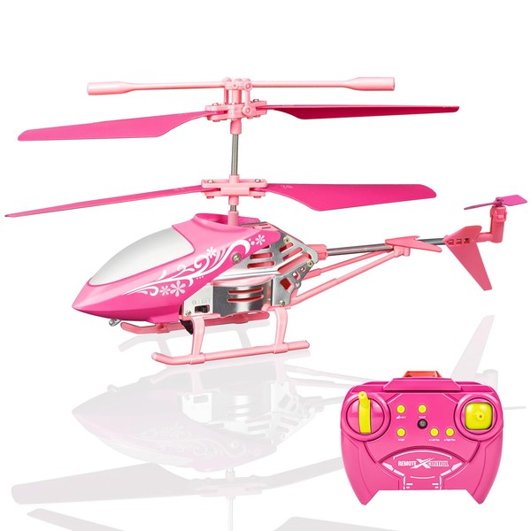 Hymaz RC Helicopter for Girls, Remote Control Helicopter Girls Gift for 6 7 8-12 Yers,Pink RC Plane Flying Toy Helicopters for Indoor Outdoor Games