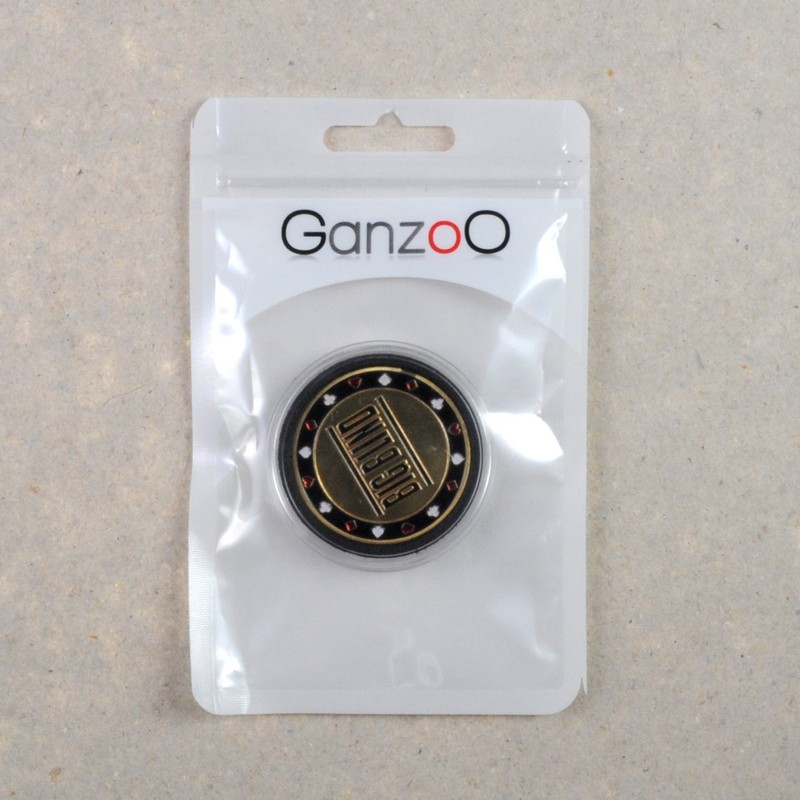 Ganzoo Big Blind Button as High-Quality Metal Coin in Case,