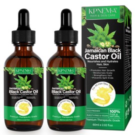 KPNEMA Jamaican Black Castor Oil for Hair Growth, 2 Packs Multipurpose Cold Pressed 100% Natural Castor Oil Organic for Hair and Skin Care