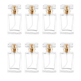 Rixoxo Empty Perfume Bottle Refillable 8 PCS 30ml Glass Clear Travel Perfume Spray Atomizer Bottle Container Perfume Fine Mist Spray Bottle Perfume Pump Bottle Dispenser (Square 30ml-8PCS)
