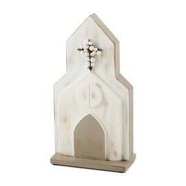 Mud Pie Sm Wood Church Table SITTERS, White