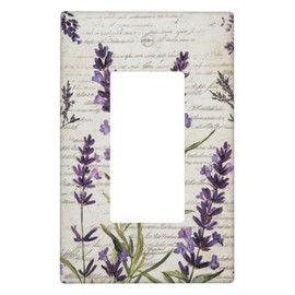 1 Gang Decorator/Rocker Wall Plate,Retro Purple Lavender Flower Single GFCI Decora Rocker Switch Plate Covers Standard Size, Decorative Light Switch Covers Electrical Faceplate for Bathroom Home Decor