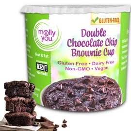 Molly And You Double Chocolate Chip Gluten-Free Brownie Cup (Pack Of 6) - Microwave Brownie Mix in a Cup, Single Serve Dessert Cup Snack - non-GMO, Dairy-Free