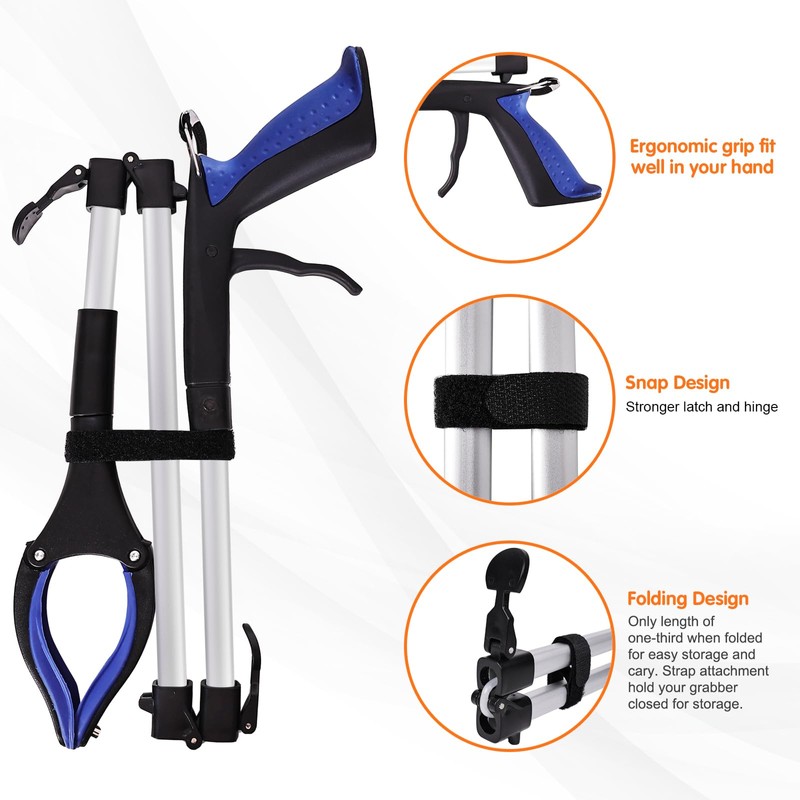 TOPGROT 36" Grabber Reacher Tool for Seniors 2 Pack, Foldable