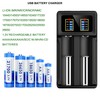 USB Battery Charger 2-Bay 5V 2A for Rechargeable Batteries 1.2V