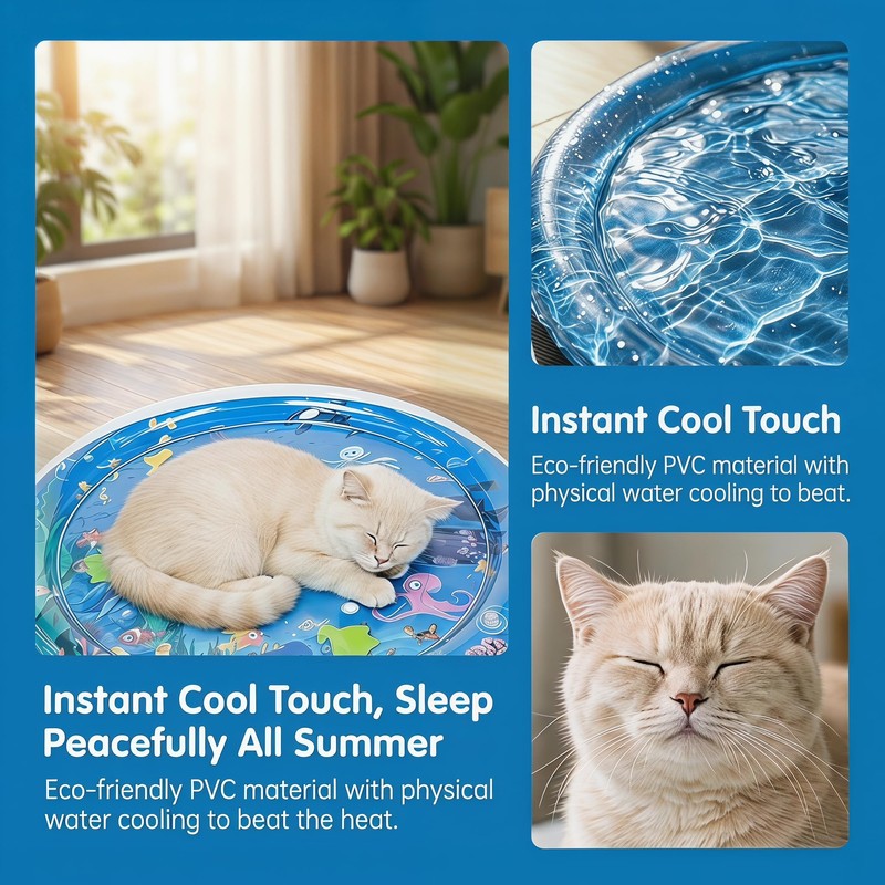 GYMMFK Tummy Time Water Mat,65cm Water Play Mat for Cats