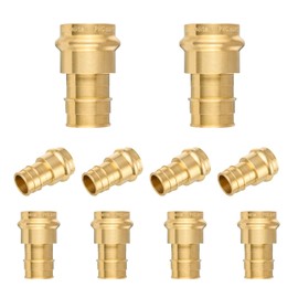 (10-PACK) FOSKAN 1/2 inch Press x 3/4 inch PEX A Expansion,Brass Coupling Adapter Connection for Copper and Pex A Pipe(1/2"x3/4")