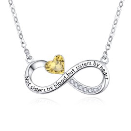 PRAYMOS Sister Necklace 925 Sterling Silver Pendant Friendship Jewellery Gift for Your Ladies Women Girls Friends Adjustable Chain, Sterling Silver