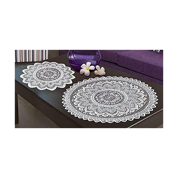 PAIR of Doilie Doily Table Place Mat Lace - White