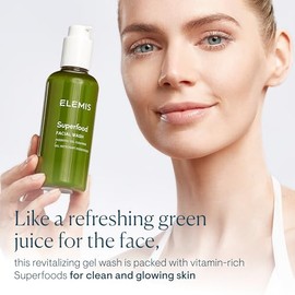 ELEMIS Superfood Facial Wash  Revitalizing Daily Prebiotic Gel Wash Gently Cleanses, Nourishes, and Balances Skin for a Fresh, Glowing Complexion,... 