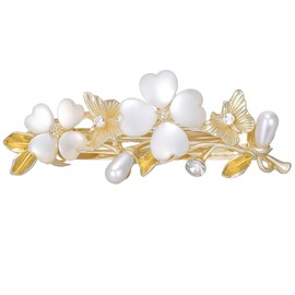 Opal Hair Barrettes, Decorative Crystal Hair Clips French Barrettes, Rhinestones Hair Pins Hair Accessories for Women Girls (Gold)