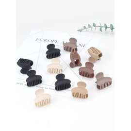 Kavya Small Hair Clips, Women's Thin Hair Clip, Matt Hair Clips, Hair Clips, Hair Clips, Women's Children, Pack of 12 (Brown)
