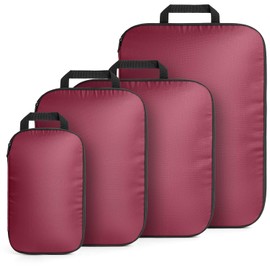 Packing Cubes for Travel, 4 Set Lightweight Compression Travel Bags - Luggage Suitcase Organizer Travel Essentials, Travel Accessories Expandable Packing Cubes Organizer for Carry on Suitcases,Red