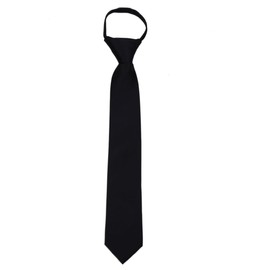 B-ZIP-ADF-19 - Boys Solid Formal Tuxedo 14 inch Zipper Necktie