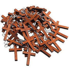 Cross Charm Mini Wood Cross Charm Wooden Cross Pendant Hanging Ornament for Men, Women DIY Necklace Bracelet Earring Jewelry Craft Making (120 Pieces)
