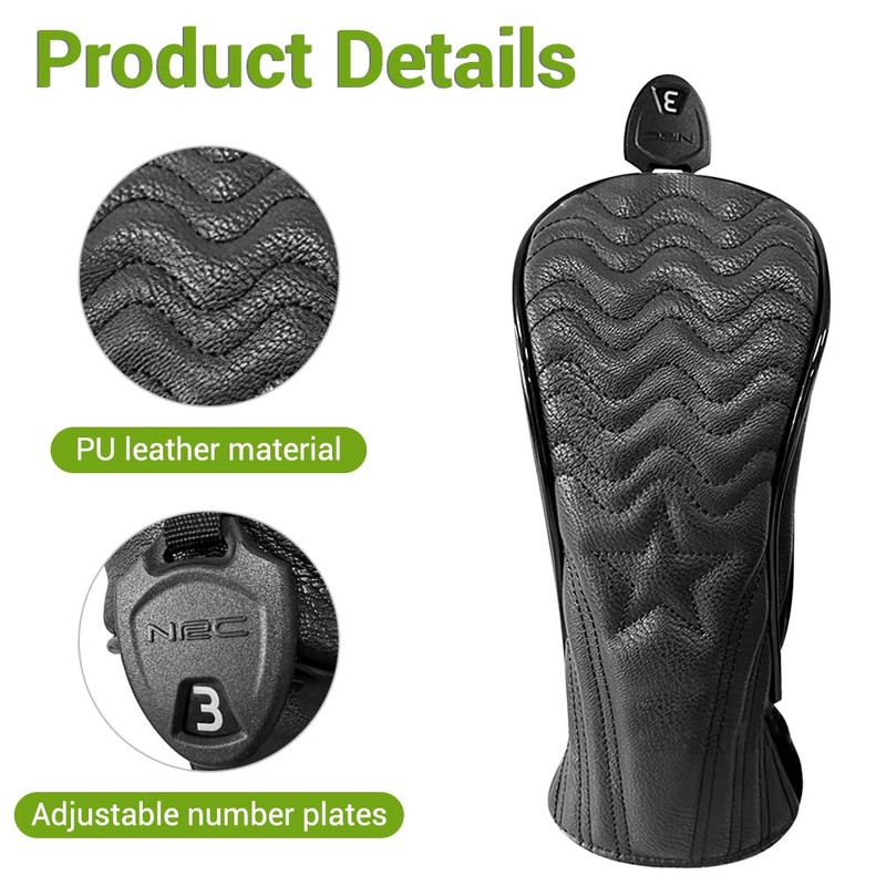 Golf Head Covers, 1/3 Piece Iron Headcovers, Soft PU Golf