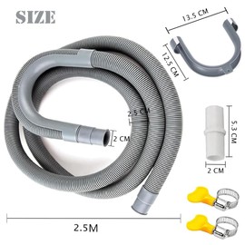 Drain Hose Extension, Universal Washing Machine Hose, 1.5/2/2.5/3/4/5/6 m, Dishwasher Waste Water Hose, Universal Drain Hose for Washing Machine Dishwasher