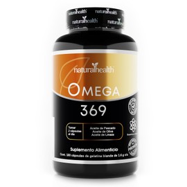 Natural Health. Omega 369. Frasco con 180 Cápsulas de 1.6 g. Ingredientes naturales