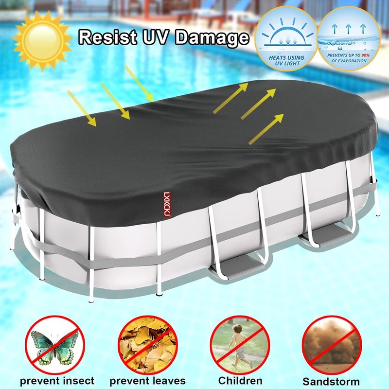 LXKCKJ Rectangular Pool Cover for Above Ground Pools, Solar Oval