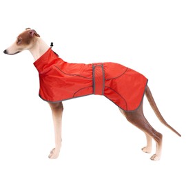 Greyhound whippet coat lurcher dog coats with reflective stripe waterproof dog coat great for italian greyhound lurchers whippets medium large breeds - Red - L