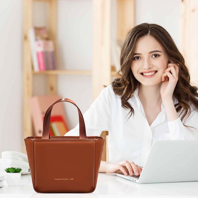 Lunch Bag for Women, 9.5l Insulated Lunch Bag,Pu Leather Lunch