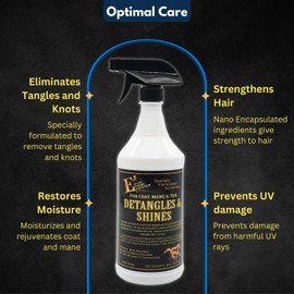 E3 Detangle and Shine for Horses - Instantly Detangles Mane and Tail, Adds Brilliant Shine, Moisturizes and Conditions, Non-Greasy (32oz)