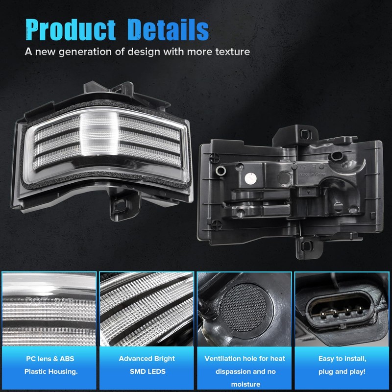 LUDARM LED Tow Mirror Turn Signal Lights for 2015-2025 F150,