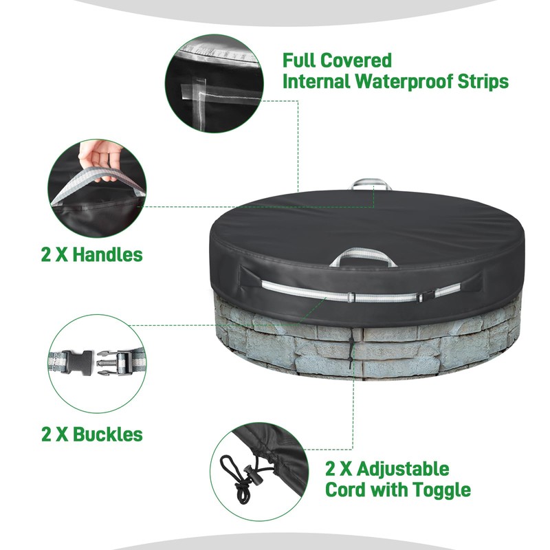 Round Built in Stone Fire Pit Cover for In Ground