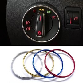 자동차 헤드라이트 스위치 장식 프레임 트림 링 스티커, 폭스바겐 VW 골프 제트 MK5 MK6 파사트 B6 B7 CC Car Headlight Switch Decoration Frame Trim Ring Sticker, Volkswagen VW Golf JETTA MK5 MK6 Passat B6 B7 CC [01 Blue]