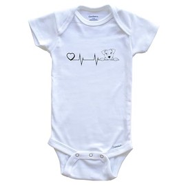 Heart Heartbeat Line Chart Jack Russell Terrier Dog Breed Baby Bodysuit, 24 Months White