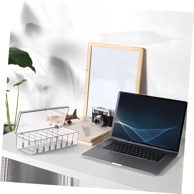 DOITOOL 2pcs Clear Cable Organizer Box Lid Multi-Compartment Cord Storage