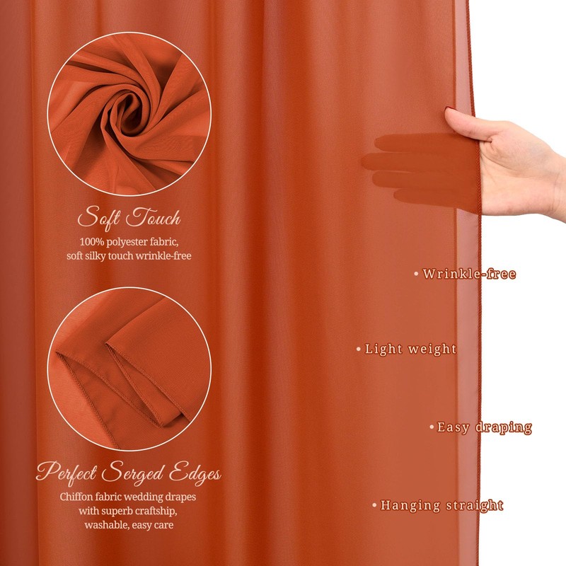 Showgeous Wedding Arch Draping Fabric 2 Panels 28" x20Ft Terracotta