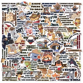 50PCS Western Cowboy Animal Me Me Stickers - Fun Cowboy Quotes and Cartoon Animals in Wild West Themes for Journals, Scrapbooking, Laptops, Water Bottles, and DIY Crafts