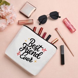 QONCV Best Friend Christmas Gifts for Women, Friend Friendship Bestie Makeup Bag Cosmetic Bags Friendsgiving Galentines Day Valentines Day Birthday Christmas Graduation Long Distance Ideas for Women