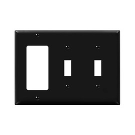 ENERLITES Combination Triple Light Switch Plate, Double Toggle/Single Decorator Switch, Standard Size 3-Gang 4.5" x 6.38", Polycarbonate Thermoplastic, 881231-BK, Black