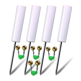 Fishing Rod Holders for Bank Fishing,Bank Fishing Rod Rack Stand,Fishing Pole Holders Ground, with Copper Fishing Rod Alarm Bell (4 Set Green)