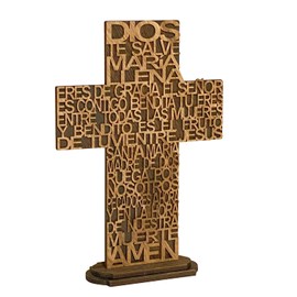 12 Inch 6 Pack Rustic Wood Crosses María Torched Wooden Tabletop Cross Rustic Standing Cross for Religious Church Décor Prayer Gifts